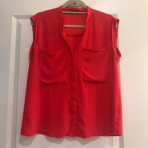 Red sheer blouse, sleeveless